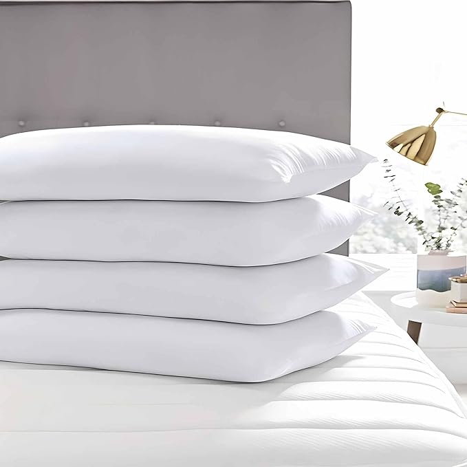 Ultra Thin Flat Soft Bed Pillows King Size Set of 2 Pack for Sleeping 20"x36", Hypoallergenic Skin Friendly Machine Washable