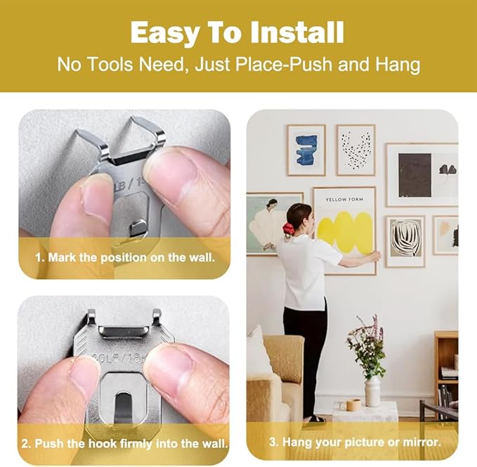30Pcs Drywall Picture Hanger with Claw,Heavy Duty Picture Hanging Kit Wall Hangers for Canvas, Office Pictures, Clock, House Decoration Tool-Free,Holds Up to 40Lbs