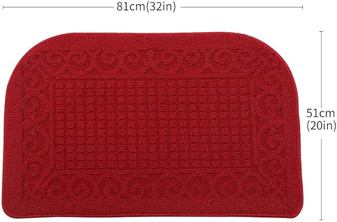 COSY HOMEER 32X20 Inch Anti Fatigue Kitchen Rug Mats are Made of 100% Polypropylene Half Round Rug Cushion Specialized in Anti Slippery and Machine Washable (32x20in Burgundy 1pc) …