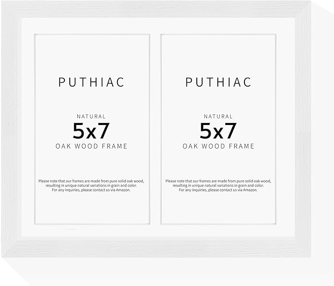 8.5x11 Oak Wood Picture Frame - Minimalist 8.5x11 Picture Frame with Mat Display 2Pcs 5x7 Photos, 5x7 Picture Frame Wood, Natural Solid Wooden Picture Frames(1 Pack, White)