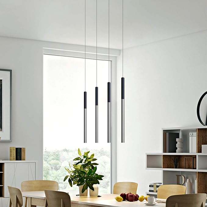ALTAIR 4 Mini Pendant Lighting Black-Nickel - LED Hanging Light Fixture for Kitchen Island, Bar, Foyer - Cluster Pendants - Dimmable, Adjustable Wire, Lamp Bulb Included