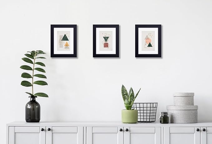 RPJC 6x8 inch Picture Frame Made of Solid Wood and High Definition Glass Display Pictures 4x6 with Mat or 6x8 Without Mat for Wall Mounting Photo Frame White