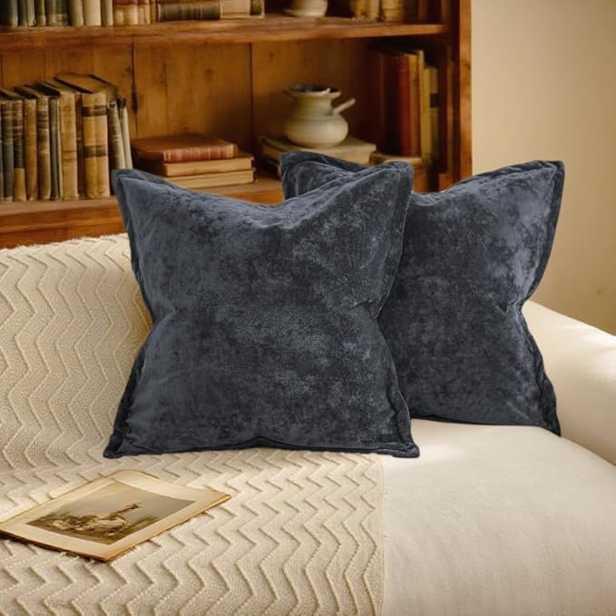 20x20 Throw Pillow Covers Set of 2 Velevt Square Cushion Cover Decorative Solid Pillowcases for Sofa Bed Chair Decor,Blue Gray