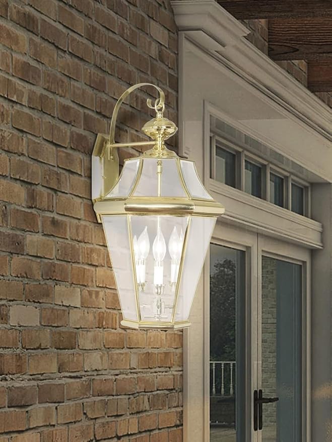 Livex Lighting 2361-04 Outdoor Wall Lantern with Clear Beveled Glass Shades, Black