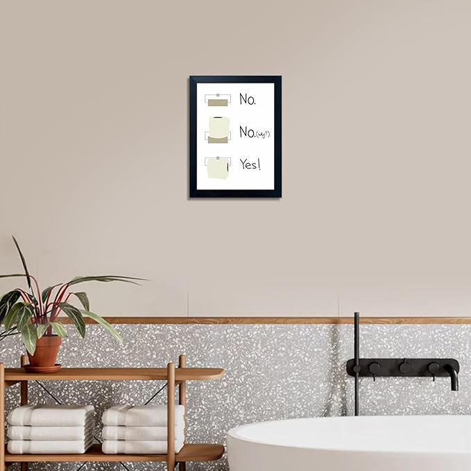 Bathroom Picture Wall Decor, Toilet Paper Bathroom Rule Wall Art, Bathroom Sign, Bahtoom Quote Paintings for Wall