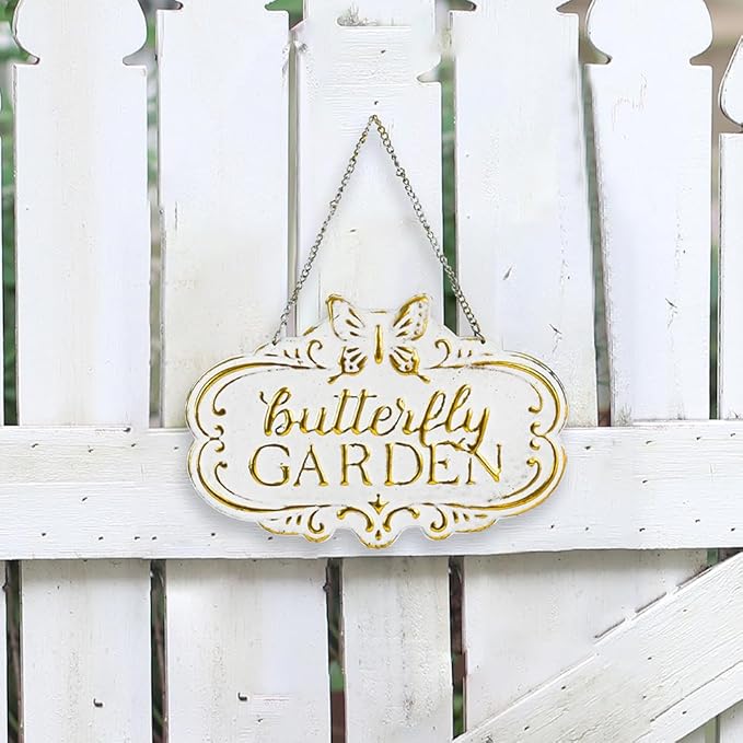 Chic Rustic Metal Signs - Small Vintage Butterfly Signs Yard DIY Decor - Rustic Farmhouse Patio Setting