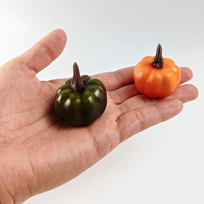 TIHOOD 20PCS Mini Artificial Pumpkins, Fall Harvest Simulation Pumpkins Decor Fake Fruit Home Decor for Halloween Thanksgiving Party Decorations (Multicolor)