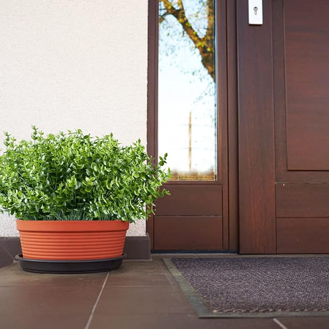 8PCS Artificial Eucalyptus Plants,Fake Boxwood Shrubs UV Resistant No Fade Faux Plastic Greenery for Wedding Bridal Bouquet Indoor Outdoor Home Garden Kitchen Office Table Vase(Green)