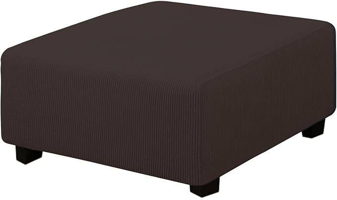 Easy-Going Stretch Square Ottoman Cover 40x40x15 inch Folding Storage Stool Furniture Protector Soft Rectangle slipcover with Elastic Bottom Chocolate