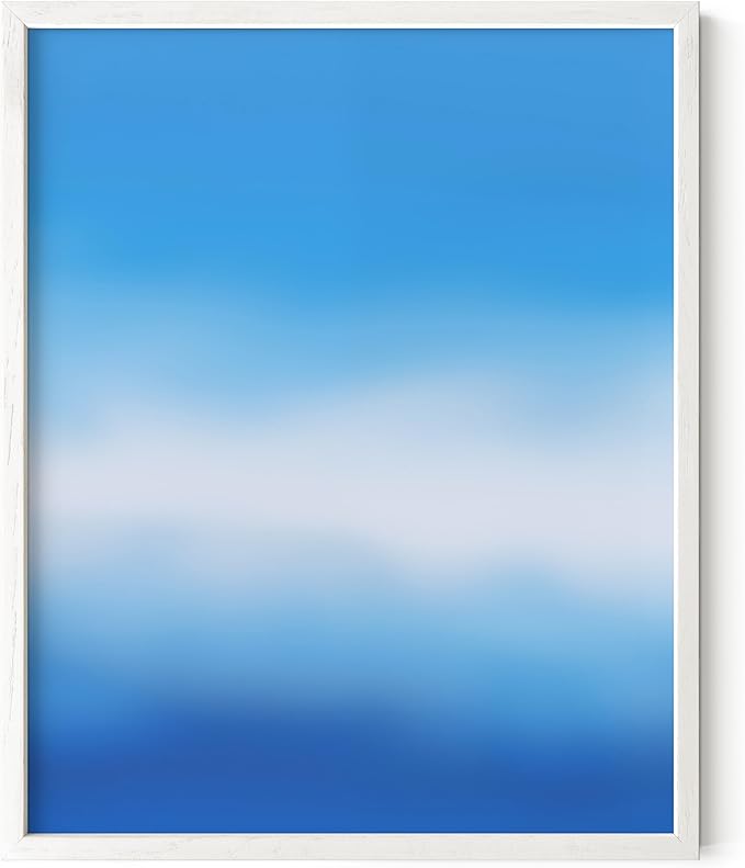 HAUS AND HUES Modern Abstract Wall Art - Blue and Green Living Room Art, Modern Artwork for Walls, Minimalist Picture for Living Room(Blue Tie-Dye, White Frame, 8x10)