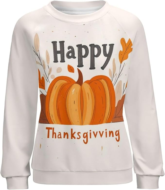 Thanksgiving Sweatshirt for Women Crewneck Pullover Casual Graphic Long Sleeve Shirts Sweater