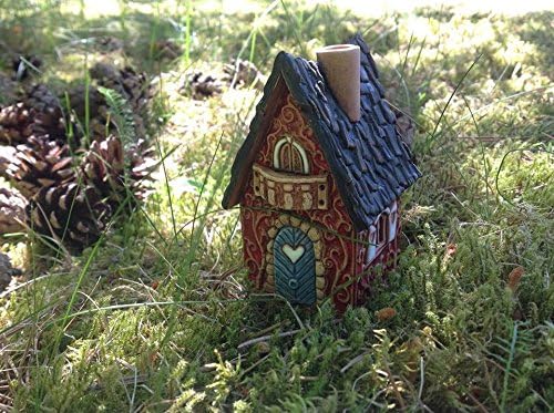Ceramic Christmas Village Houses Collection - Collectible Miniature Red House - Cone Incense Holder R502