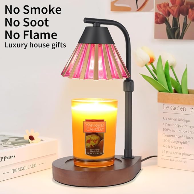 Dimmer Candle Warmer Lamp with Timer, Adjustable Height Farmhouse Electric Wax Melt for Jar Candles, Home Decor Thanksgiving Christmas Day Gifts for Grandma Mom Women (Gold Purple)