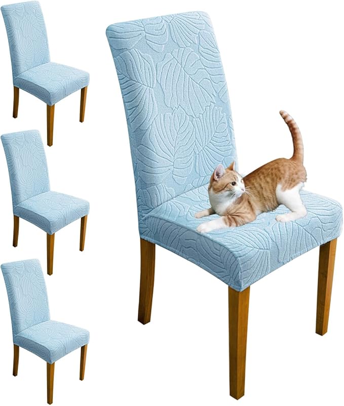 Chair Covers for Dining Room Chair Covers Set of 4 Stretch Spandex Kitchen Chair Protector Slipcover Removable Washable Dining Chair Covers for Home, Party, Ceremony, Banquet (Blue)