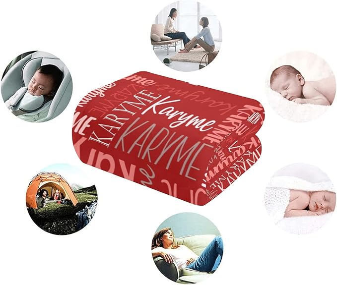 Personalized Blankets with Names Baby Gifts for Girls Boys Custom Soft Fleece and Sherpa Name Blanket for Kids and Adults Birthday for Daughter Son Granddaughter Grandson (Red)