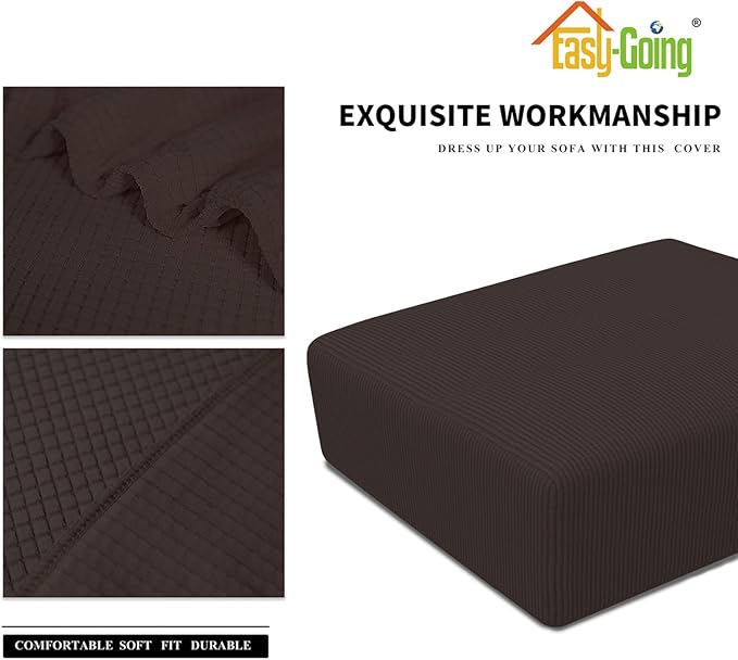 Easy-Going Stretch Square Ottoman Cover 40x40x15 inch Folding Storage Stool Furniture Protector Soft Rectangle slipcover with Elastic Bottom Chocolate