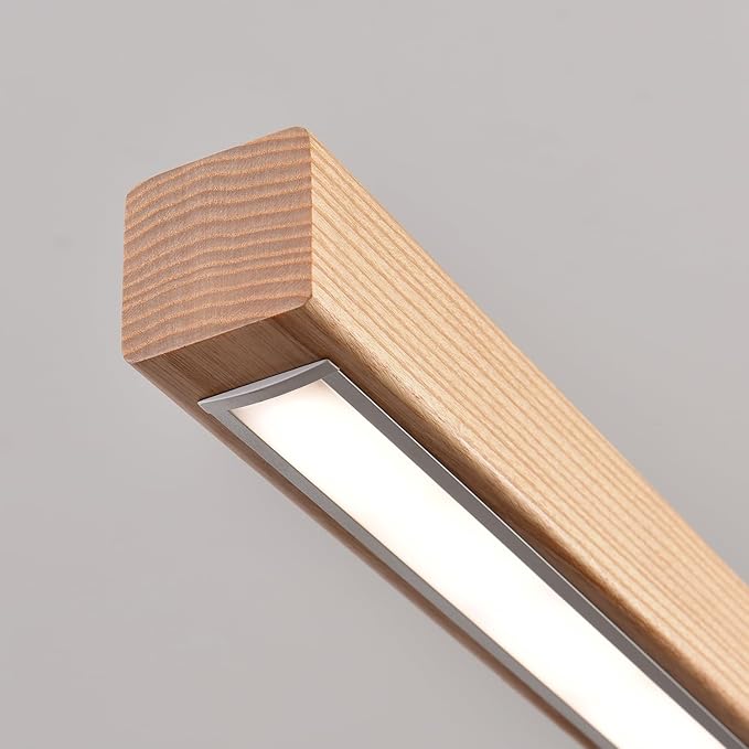 59" Wood Linear Pendant Light Fixtures Led Dining Room Chandelier Linear Kitchen Island Hanging Lights Dimmable Modern Pendant Light for Dining Room Kitchen Island Pool Table Lights Natural