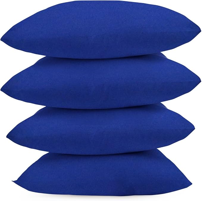 Covers & All Premium Square Throw Pillow Inserts with Covers Set of 4, 24 x 24 Inches Blue, Decorative Cushions for Couch Sofa Home Decor Office Travel UV Resistant Waterproof Soft Cushions Pillows