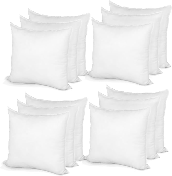Hometex Throw Pillow Insert 14" x 14" Polyester Filled Standard Cover (12 Pack)