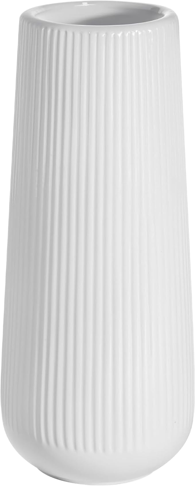 Elegant White Ceramic Vase with One Free Artificial Fern Stem – Perfect for Home, Garden & Table Centerpieces