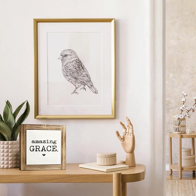 Inspirational Desk Signs, Decorative Wooden Box Sign, Farmhouse Table Signs Decor, Rustic Home Decor, Shelf Decoration, Housewarming Gift, Amazing Grace Sign, 5.9×5.9 inches