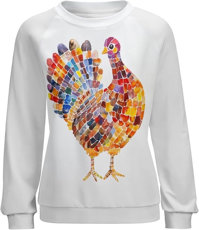 Womens Thanksgiving Sweatshirt Oversized Crewneck Pullover Casual Graphic Long Sleeve Shirts
