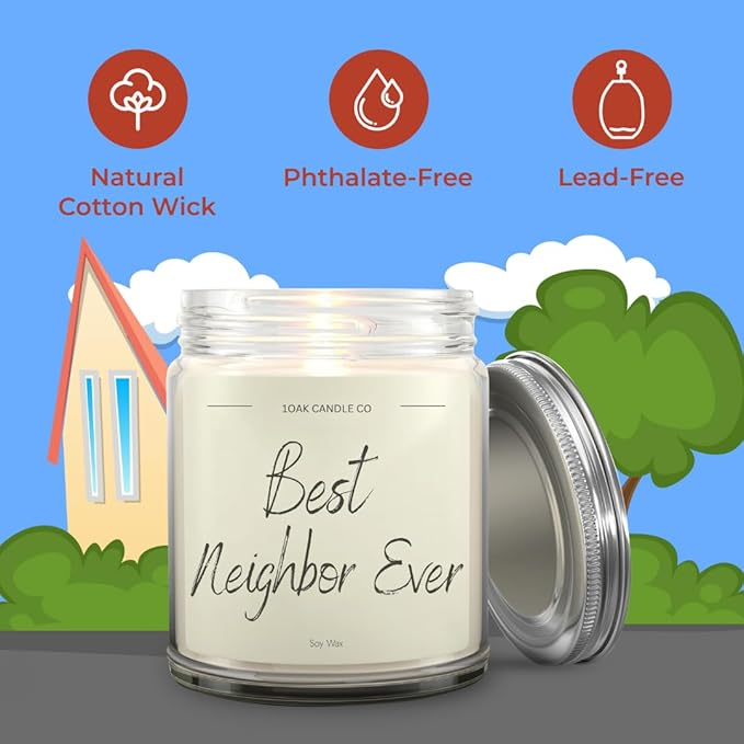 1OAK Neighbor Candle - Best Neighbor Gift for Christmas and Housewarming - Thank You Present for Women and Men