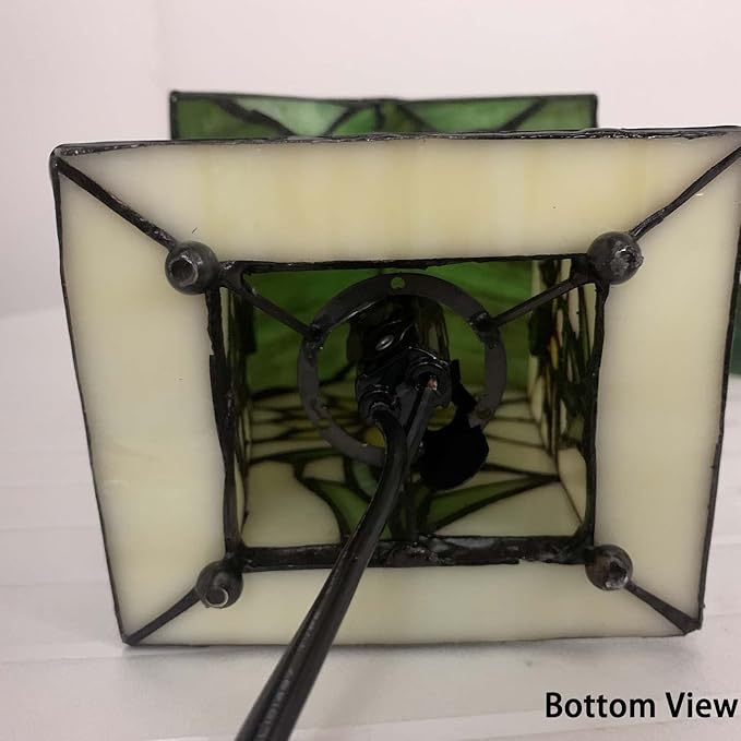Bieye L10781 Tiffany Style Stained Glass Birdhouse Table Lamp for Home Decor (7-inch High, Sunflower)