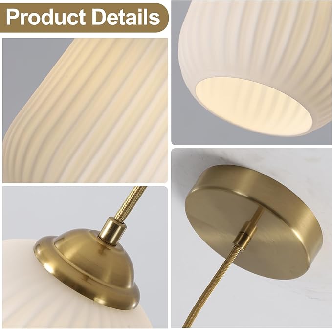 Mid Century Modern Globe Pendant Lights Kitchen Island Contemporary Cylinder Pendant Lighting Mini White Glass Pendant Light Brass Gold Hanging Light Milk Ribbed Glass Pendant Light