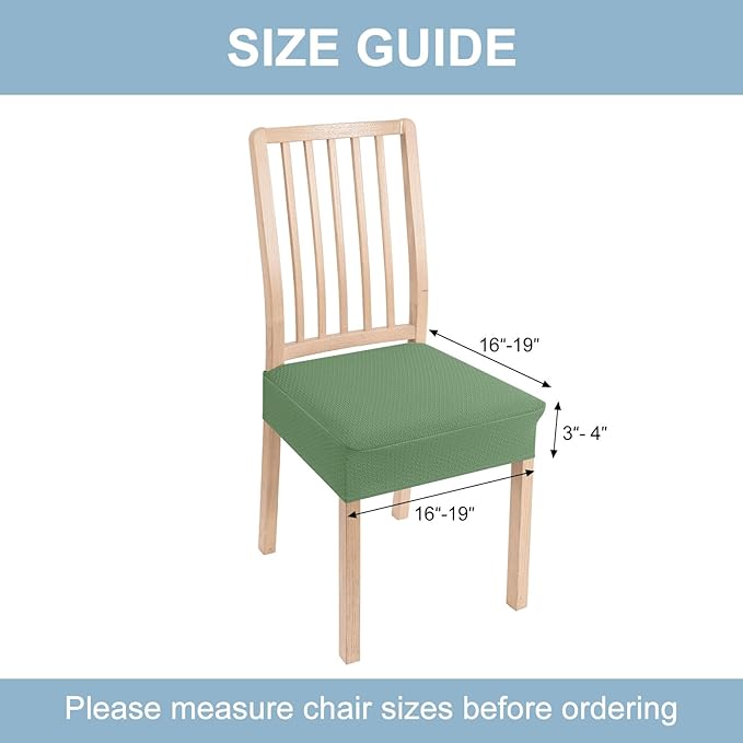 Smiry Stretch Jacquard Seat Covers for Dining Room Chairs Set of 4, Removable Washable Chair Seat Protector Slipcovers, No Rear Covers, Green