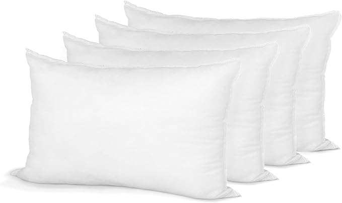 Hometex Throw Pillow Insert 12" x 24" Polyester Filled Standard Cover (4 Pack)