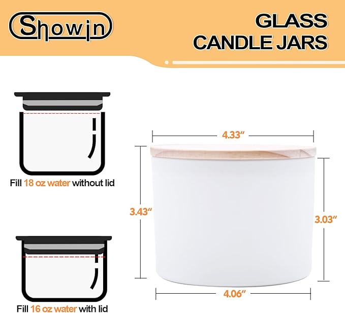 18 OZ Thick Candle Jars for Making Candles 6 Pcs, Empty Jars with Wood Lids for Candle Making, Sample Container,Matte White