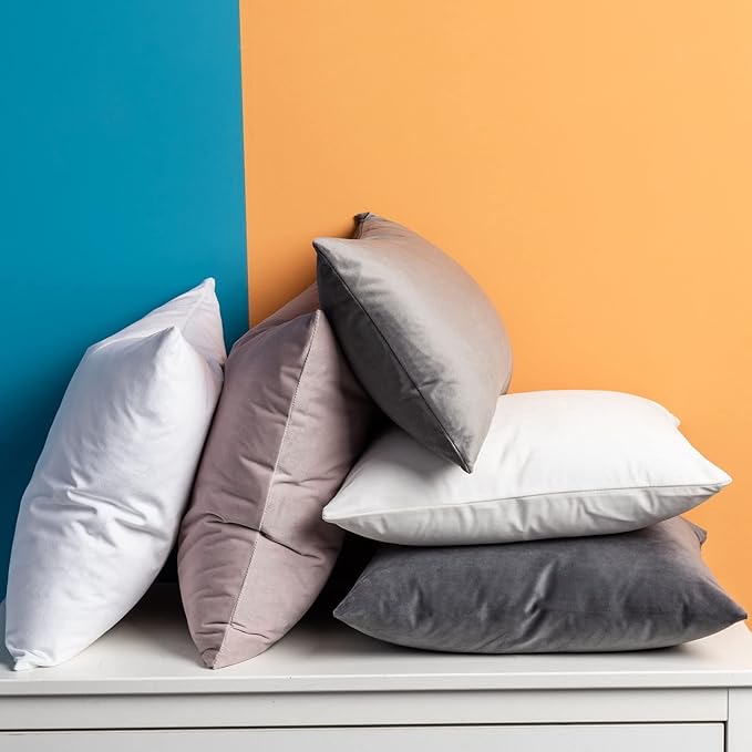 JUSPURBET White Throw Pillow Covers Set of 2 Decorative Velvet Pillow Covers 24x24 for Couch Sofa Bed Soft Cushion Covers Cases with Invisible Zipper for Living Room Home Decor