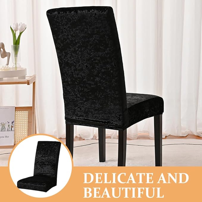 BESPORTBLE Elastic Stretch Dining Chair Slipcover Protector Wrinkle-Resistant Washable Seat Cover with Sewn-in Band Comfortable Slipcovers for Dining Chairs Easy Fit and Storage Black