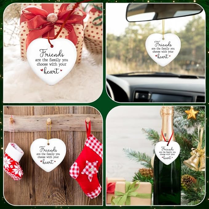 GEEMBI Christmas Friendship Gifts for Women Friends - Ceramic Christmas Ornaments 2025 for Tree Decorations - Friend Gifts for Women, Friend Gift for Xmas Decorations, Inspirational Gift for Friends