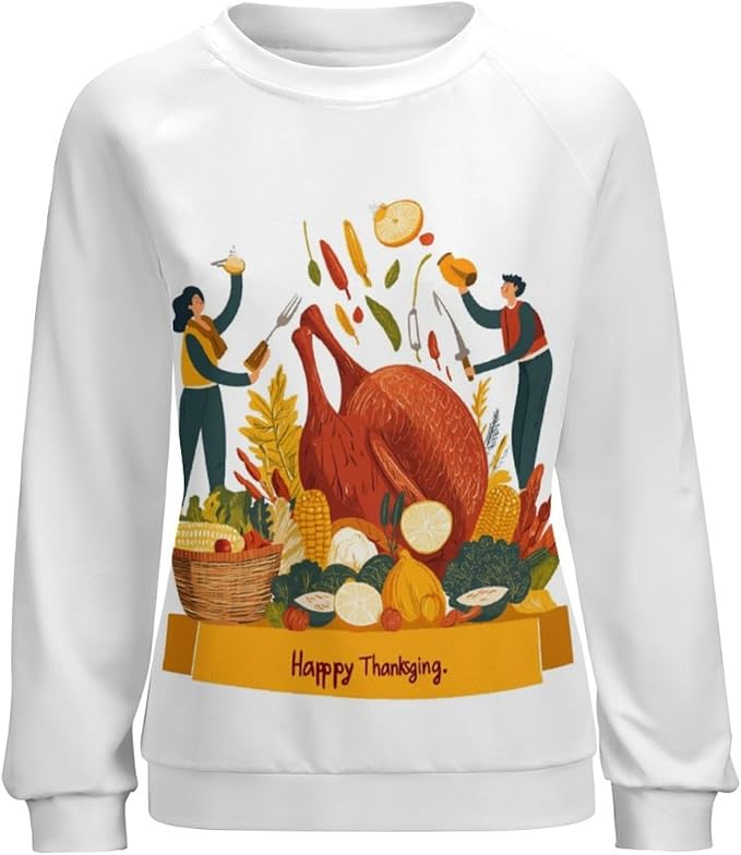 Womens Thanksgiving Sweatshirt Oversized Crewneck Pullover Casual Graphic Long Sleeve Shirts