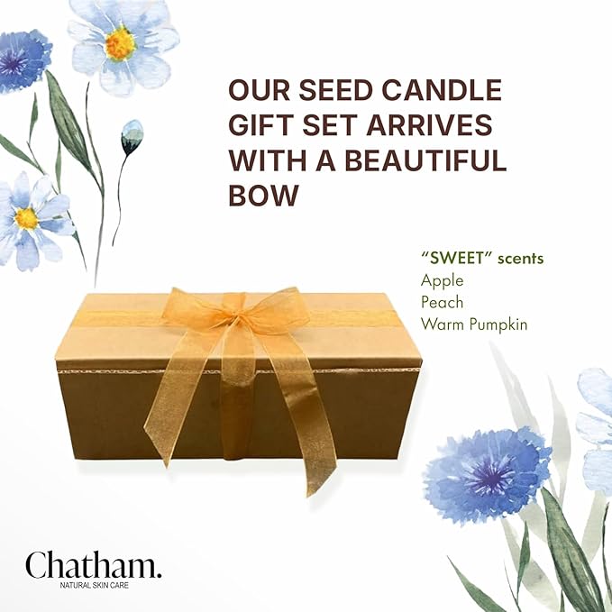 3 Pack 6oz Seed Candles in Glass with Lid, No Waste Candles, Soy Wax, Natural Cotton Wicks, Gift Set (Sweet)