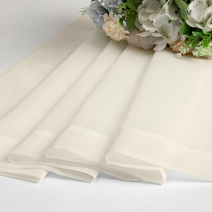 Lecloud Cream Sheer Curtains 96 Inches Long 2 Panels, Elegant Light Filtering Voile Breathable Curtains, Gauzy Window Decor with Top Dual Rod Pocket for Living Room Bedroom, Each 42" W x 96" L
