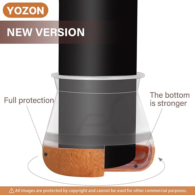 YOZON Chair Leg Floor Protectors for Hardwood Floors Felt Furniture Pads Silicone Caps 32 Pack Anti-Scratch Reduce Noise Clear Round Medium Fit 3/4" to 1-3/16" (19-30mm)