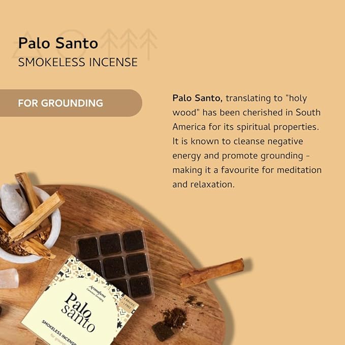 Aromafume Palo Santo Incense Bricks (2 Trays x 9 Pieces Each) with Snowflake Exotic Incense Diffuser | Ideal for deepened Spirituality, Meditation, Purification, Relaxation, Healing & Rituals