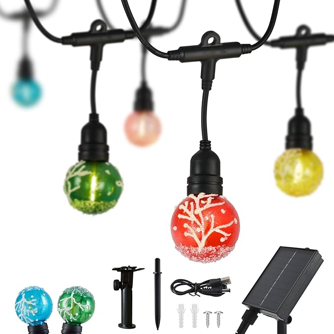 15FT Solar String Lights Waterproof for Outdoor, Patio Lights Solar Powered with USB Port, LED Shatterproof Bulbs,8 Lighting Modes,Solar Light for Camping Backyard Garden(Tree-Warm White)