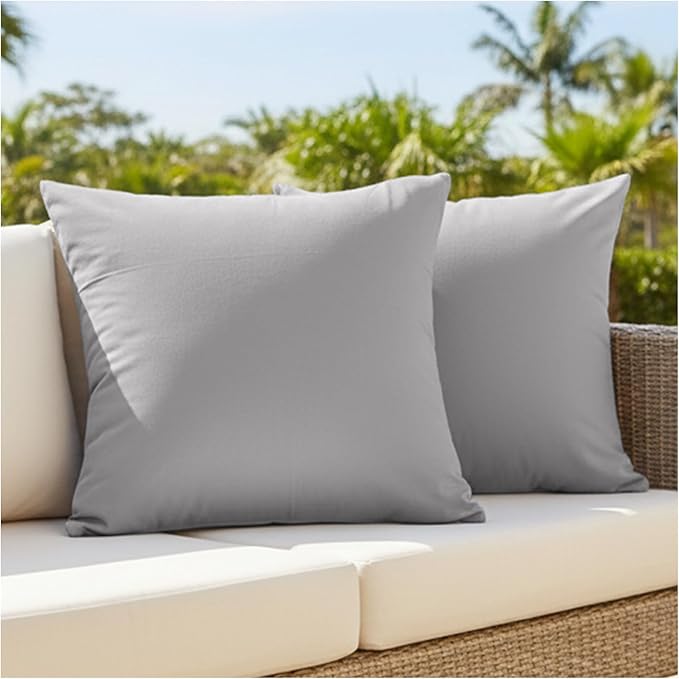 Grey Pillow Covers 18x18 Decorative Solid Throw Pillow Cover for Couch Porch Bedroom Farmhouse Living Room Decor Fall Pillow Covers Decorative Soft Cushion Covers Washable Neutral Style