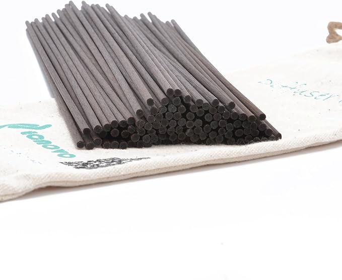 Resafy Reed Diffuser Sticks, Jecnovo Pack of 100 Fiber Sticks with Handmade Linen Bag, Safe and Non-Toxic, 9 Inches Long 3mm Diameter Aromatherapy Diffusers for Home, Spa and Office(Brown)