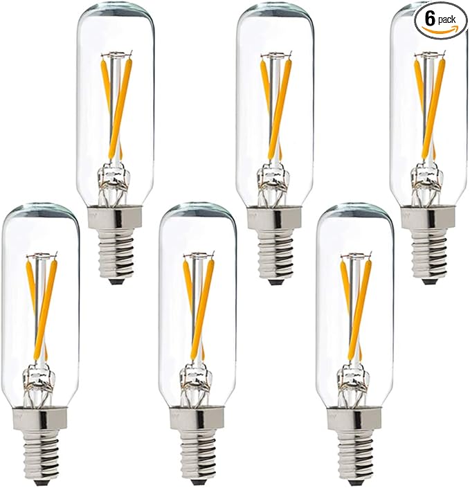 LiteHistory Dimmable T6 led Bulb 25W Candelabra led 2700K Clear 200lm 2W e12 T25 led Bulb 6Pack