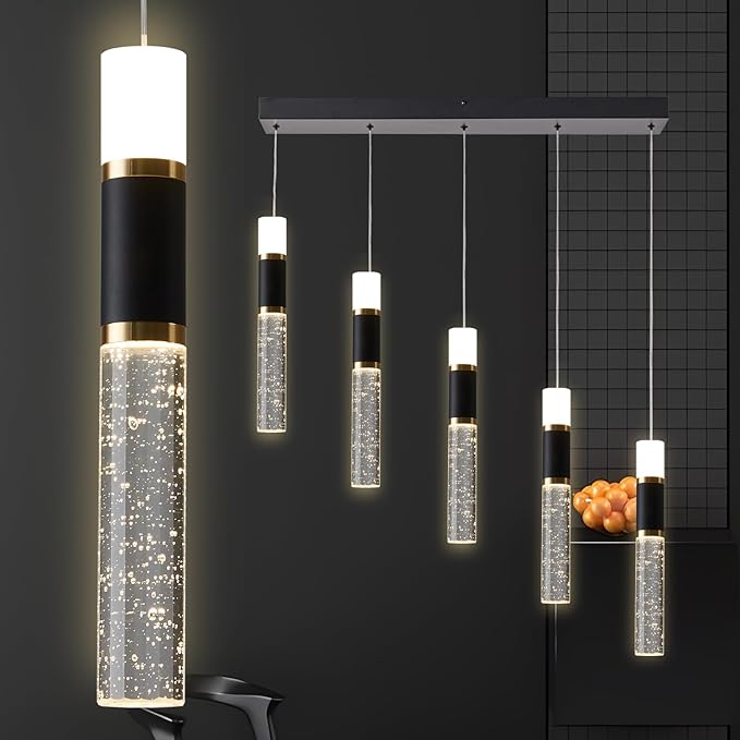 Pendant Light Fixtures, 5-Light Pendant Lights Kitchen Island,Modern Led Pendant Light Kitchen Island Lighting Dimmable with Remote