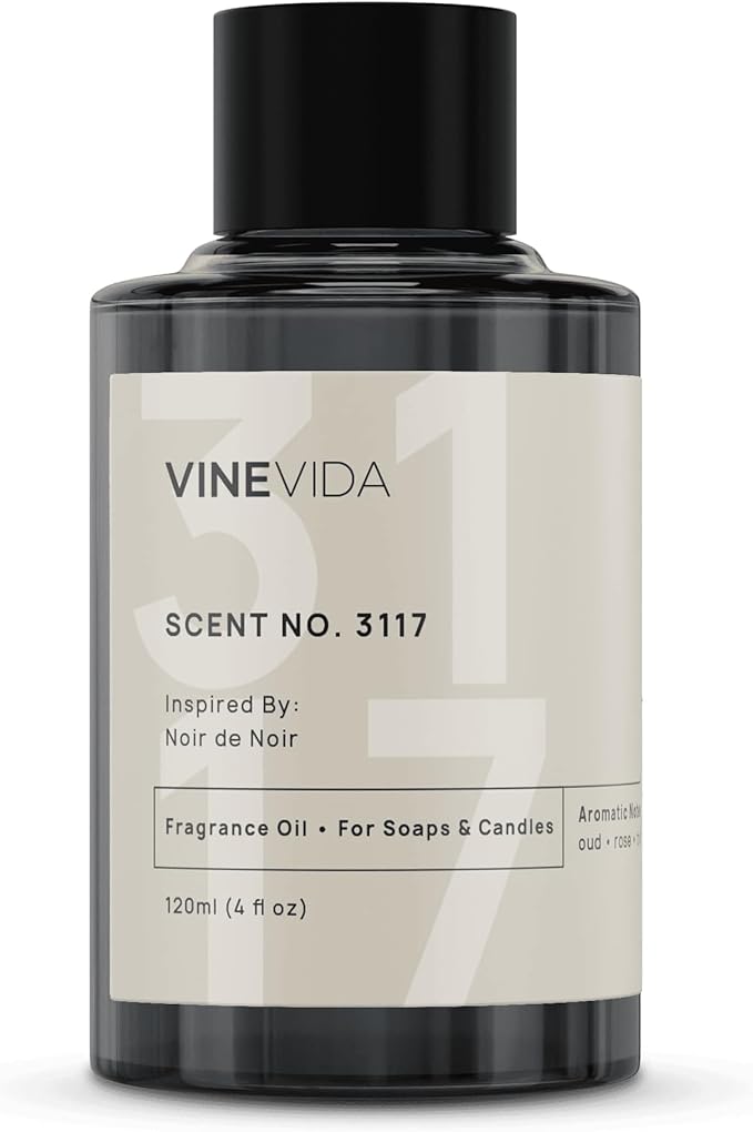 VINEVIDA Scent NO. 3117 Fragrance Oil - 120mL (4oz) - Inspired by: Noir de Noir Fragrance Oil for Candle Making - Made in USA Candle Scents Scents for Soap Making