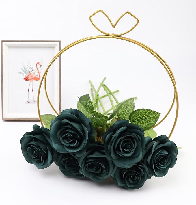 Artificial Rose Flower Artificial Flowers Flower with Long Stem Silk Roses Bouquet for Wedding Bridal Shower Party Home Decoration (Peacock Green, 50 Pcs)