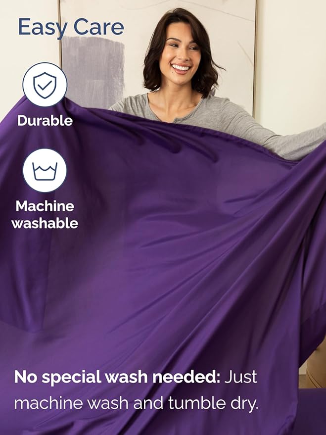 Extra Deep Twin Sheet Set - 4 Piece Breathable and Cooling Sheets - Hotel Luxury Bed Sheets Set - Easy & Secure Fit - Soft, Wrinkle Free and Comfy Sheets Set - Purple Sheet Set with Extra Deep Pockets
