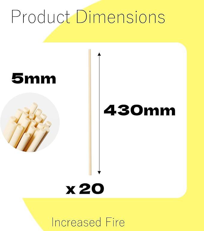 Oil Diffuser Sticks 20pcs 16.93in/43cm×0.197in/5mm Fragrance Refill Fibre Reed Thick Diffuser Sticks for Diffuser Reed Diffuser Sticks for Home Office Spa and Bedroom