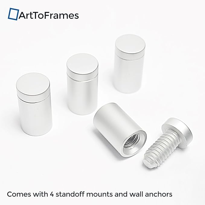 ArtToFrames Floating Acrylic Frame for Pictures Up to 11x14 inches (Full Frame is 15x18) with Muted Chrome Standoff Wall Mount Hardware, Acrylic-109-11x14-70